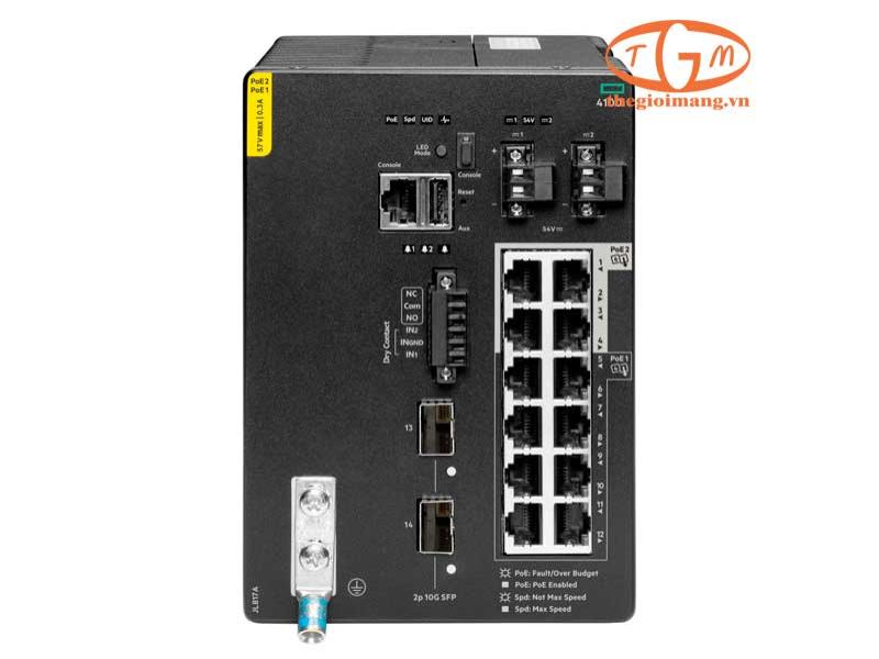 HPE Aruba Networking 4100i 12-port 1GbE (8-port Class 4 PoE and 4-port Class 6 PoE) 2-port SFP+ DIN Mount Switch (JL817A)